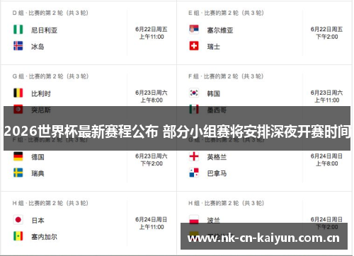 2026世界杯最新赛程公布 部分小组赛将安排深夜开赛时间 2026世界杯最新赛程公布 部分小组赛将安排深夜开赛时间